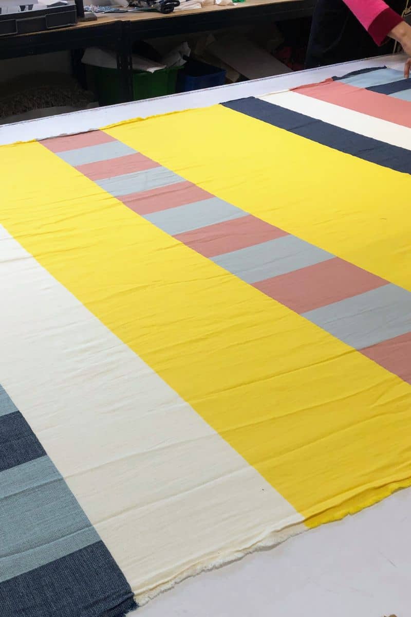 tissu coton rayé couleur BRUME