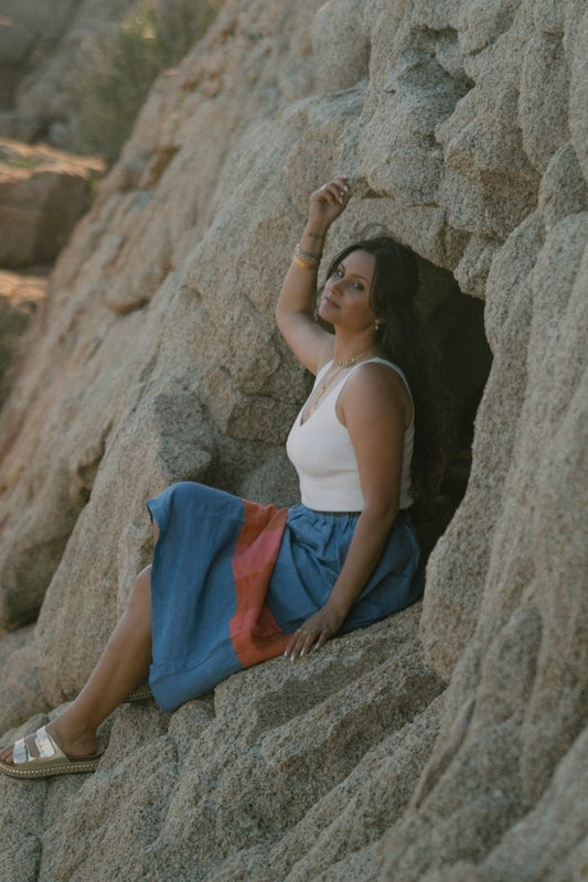 Jupe longue BAYANA - Bleu