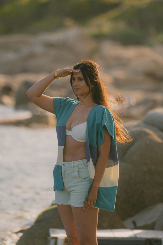 Veste kimono KARO – Lagune